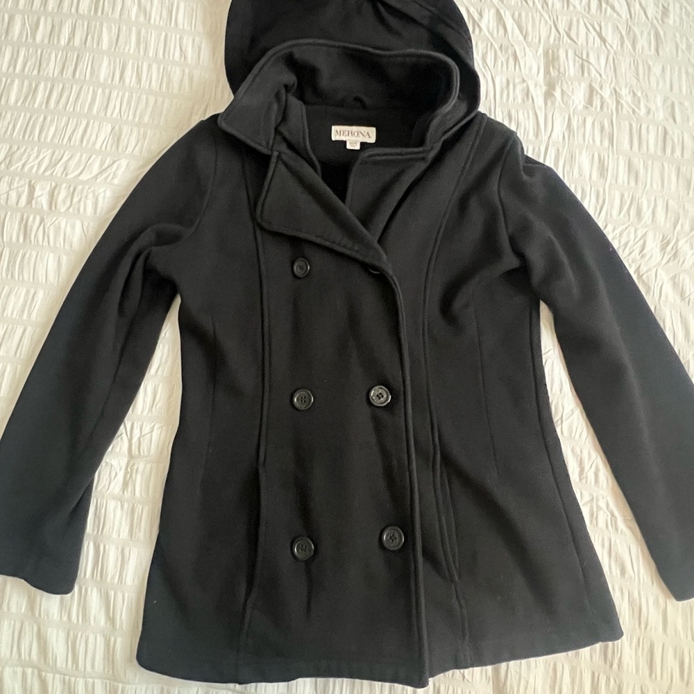 Merona Double Breasted Super Soft Pea Coat, Size Medium, Black